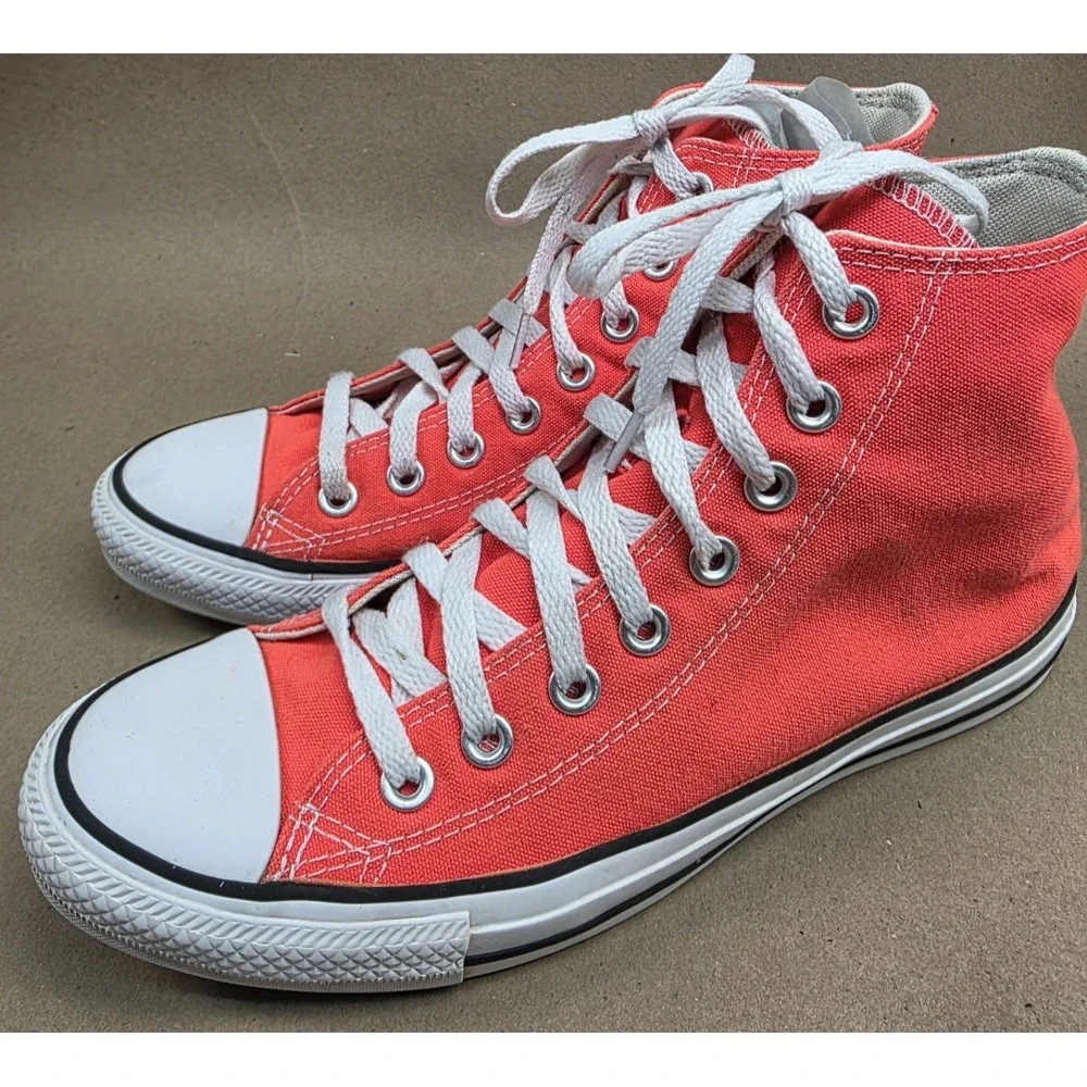 Converse Chuck Taylor All Star Hi Neon Orange Sneakers Mens 6.5 Womens 8.5